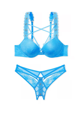 Комплект білизни Rose Lace & Grommet Push-Up Bra Capri Blue