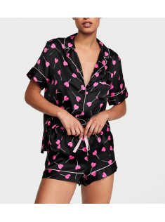 Піжама Satin Short Pajama Set Black Hearts