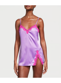 Пеньюар Tease Satin Lace-Trim Mini Slip Purple Paradise