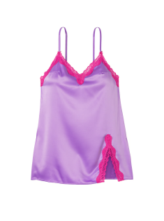 Пеньюар Tease Satin Lace-Trim Mini Slip Purple Paradise