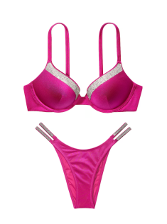 Купальник Shine-Trim Push-Up Bikini Top Brazilian Bikini Bottom Berry Blush