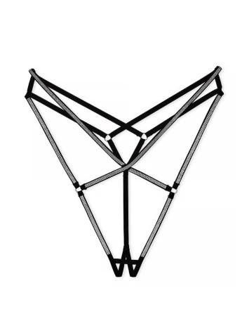 Трусики Crotchless Shine Strappy Thong Panty Black