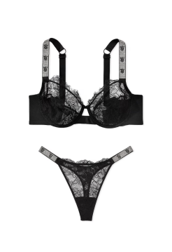 Комплект білизни The Fabulous Full-Cup Shine Strap Lace Bra Black Set