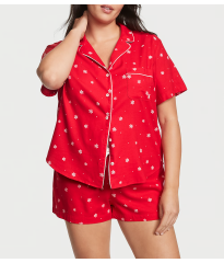 Пижама Flannel Short Pajama Set Lipstick Snowflakes