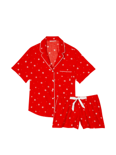 Піжама Flannel Short Pajama Set Lipstick Snowflakes