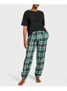 Піжама Flannel Jogger Tee-Jama Set Green/Pink Pop Plaid