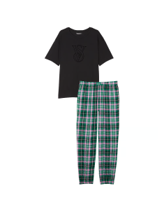 Піжама Flannel Jogger Tee-Jama Set Green/Pink Pop Plaid