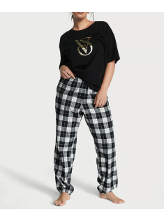 Піжама Flannel Jogger Tee-Jama Set Black & White Check