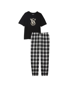 Піжама Flannel Jogger Tee-Jama Set Black & White Check