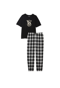 Пижама Flannel Jogger Tee-Jama Set Black & White Check