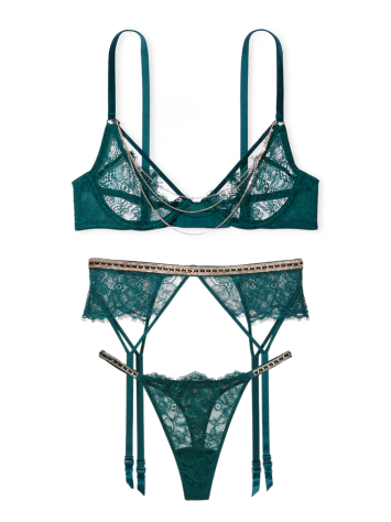 Комплект білизни VERY SEXY Delicate Chain Open-Cup Lace Demi Bra Thong Set