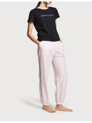 Піжама Short Sleeve T-Shirt Flannel Pyjamas Stripe