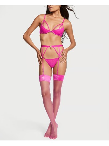 Комплект білизни Logo Lace Open-Cup Demi Bra Fuchsia Frenzy Set