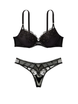 Комплект белья Rose Embroidery Push-Up Bra Black Set
