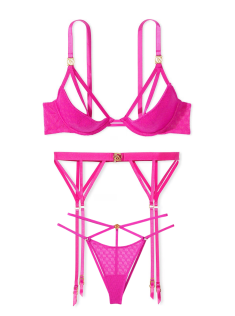 Комплект білизни Logo Lace Open-Cup Demi Bra Fuchsia Frenzy Set