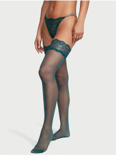 Панчохи Lace Top Stocking with Back Seam Green