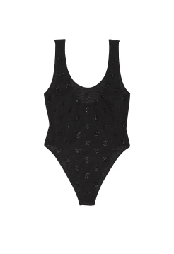 Боді Shine Mesh Sheer Tank Bodysuit Black