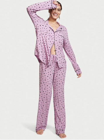 Піжама Victoria's Secret Modal Long Pj Set Black Hearts