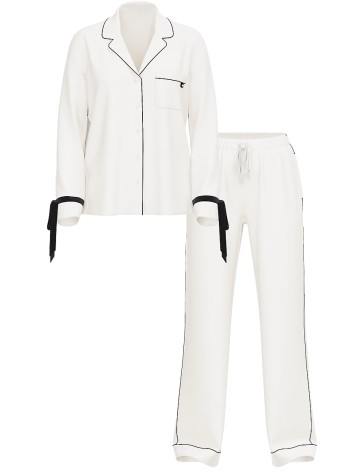 Піжама Victoria's Secret Modal Soft Velvet-Trim Long Pajama Set Coconut White