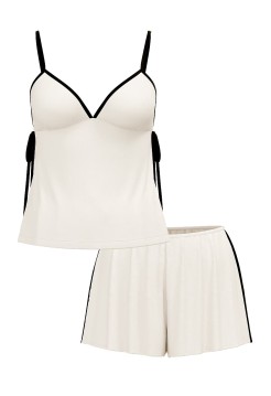 Піжама Victoria's Secret Ribbed Modal Velvet-Trim Cami Shorts Set Coconut White
