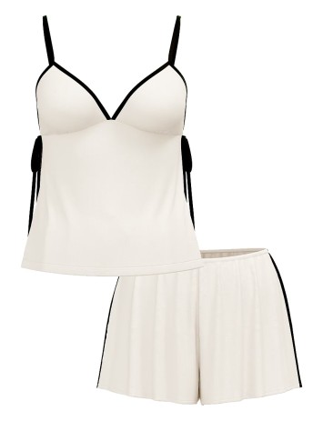 Піжама Victoria's Secret Ribbed Modal Velvet-Trim Cami Shorts Set Coconut White