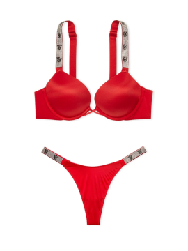 Комплект белья Bombshell Add 2 Cups Push Up Shine Strap Bra Set Lipstick