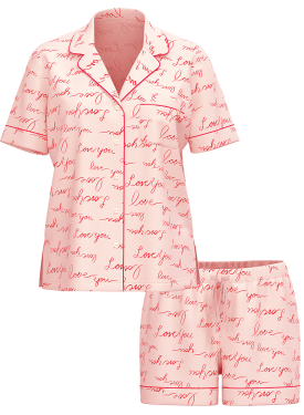 Піжама Modal Soft Short Pajama Set Pink Logo