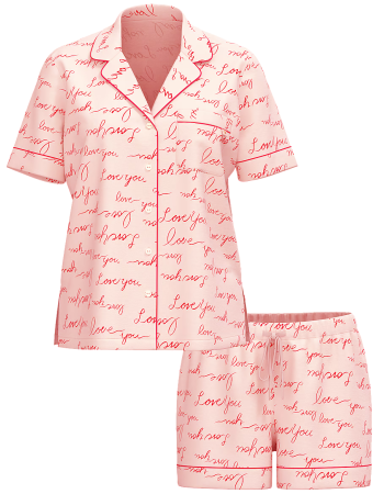 Піжама Modal Soft Short Pajama Set Pink Logo