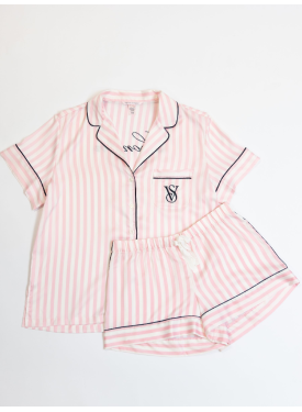 Піжама Pink Iconic Stripe Short Sleeve London Satin Pyjamas