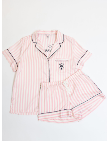 Піжама Pink Iconic Stripe Short Sleeve London Satin Pyjamas