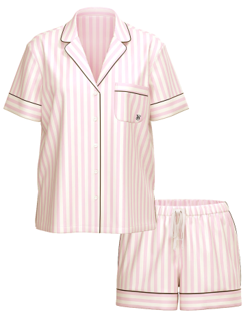 Пижама The Satin Short PJ Set Angel Pink Stripe