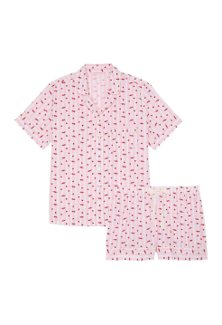 Піжама Cotton Short Pyjama Set Coconut White & Pink Heart