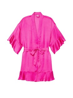 Сатиновий халат Flounce Satin Robe Fuchsia Frenzy