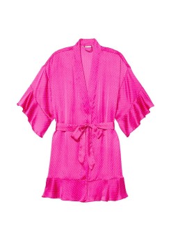 Сатиновий халат Flounce Satin Robe Fuchsia Frenzy