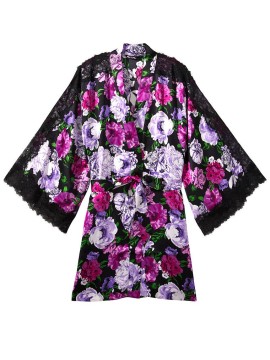 Халат Satin Lace Kimono Floral print Victoria's Secret