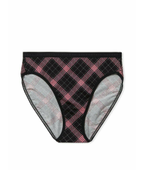 Трусики High-Leg Bikini panty Black Pink Plaid Stretch Cotton