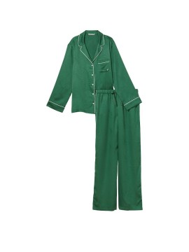 Сатиновая пижама Satin Long Pj Set Deep green