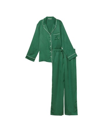 Сатинова піжама Satin Long Pj Set Deep green
