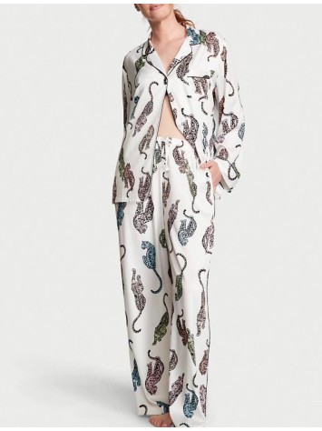 Піжама Victoria Secret The Satin Long PJ Set Leopard print
