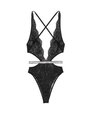 Боді VERY SEXY Black Lace Unlined Strappy Teddy