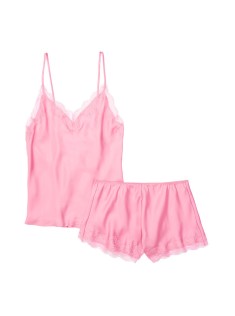 Сатинова піжама Satin Candy pink lace Cami PJ Set