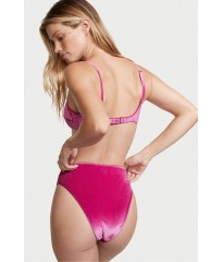 Купальник велюровый Triangle Velvet Fuchsia High-rise bikini bottom