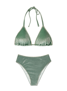 Велюровий купальник Triangle Velvet Cadette Green High-rise bikini bottom