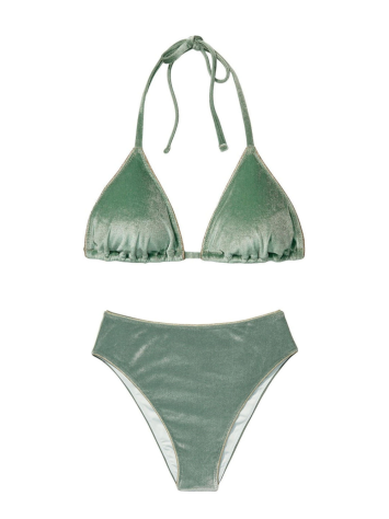 Велюровий купальник Triangle Velvet Cadette Green High-rise bikini bottom