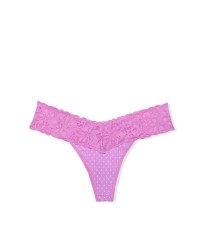 Трусики Lace Waist  Pinky Purple Tiny Dot Cotton Thong panty
