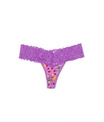 Трусики Lace Waist Cotton Thong panty  Purple Strawberry