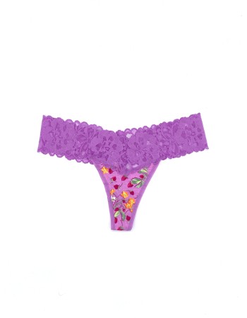 Трусики Lace Waist Cotton Thong panty  Purple Strawberry