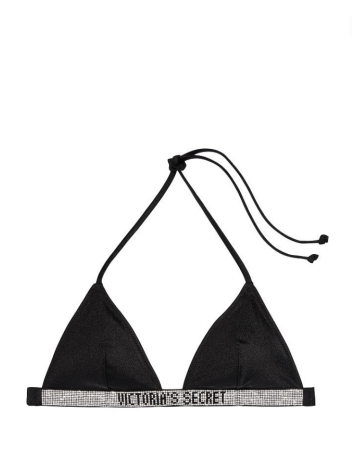 Купальник черный Triangle Shine Strap Swim Top & Thong bottom