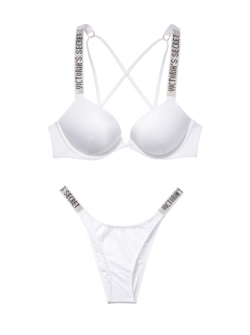 Білий купальник з подвійним пушапом Shine Strap SWIM Вікторія Сікрет