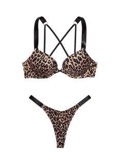 Купальник з подвійним пушапом Shine Strap Leopard SWIM Вікторія Сікрет